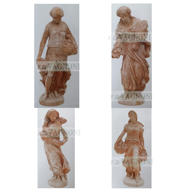 STATUE QUATTRO STAGIONI IN TERRACOTTA TOSCANA CM. 145